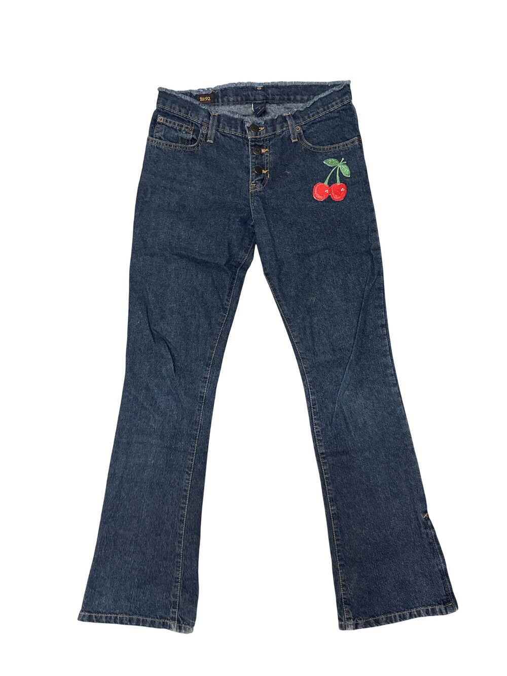 Abercrombie Jeans Teen 14 Blue Bootcut 28x30 Cherry Sweet Embroidered USA
